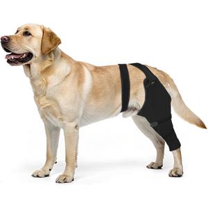Dog Rear Leg Sleeve to Prevent Licking - Comfortable Recovery Sleeve for Back Hind Leg, Wound Recovery After Surgery for Torn ACL/CCL TPLO, Cone Alternative,Upgraded Threaded Opening (Black) (Left-2XL)
