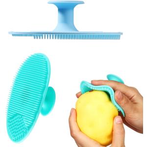 Yinkin 2 Pcs Vegetable Brush Potato Scrubber Veggie Brush Silicone Reusable Cleaning Tools with Non Slip Grip for Kitchen Food Potato Carrots Corn