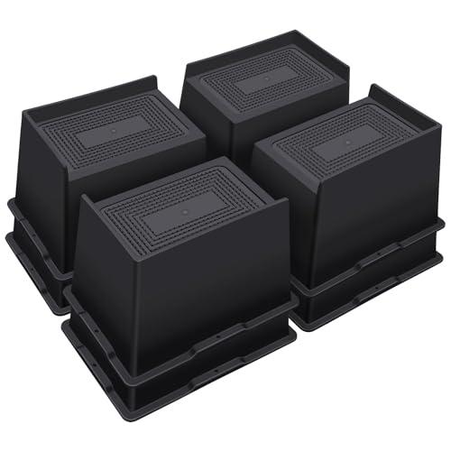 ANNKUT Bed Risers 5 Inch Heavy Duty, Oversized Couch Risers, Extra Wide Furniture Risers for Sofa Table Desk Headboard Chair Lifting, Rectangle Risering Blocks Support 6000 lbs(8 Pack Black)