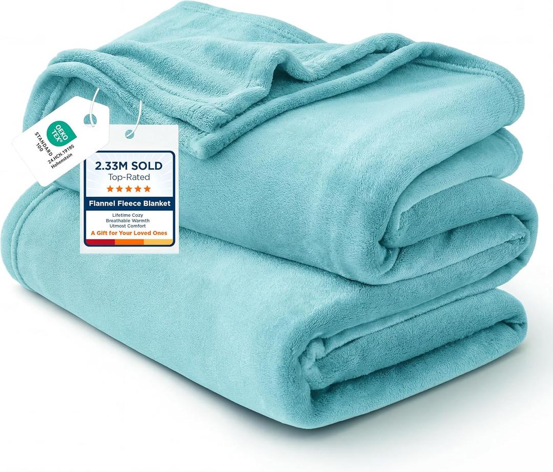 Bedsure GentleSoft Fleece Bed Blankets Queen Size River Blue - Soft Lightweight Plush Fuzzy Cozy Luxury Blanket Microfiber, 90x90 inches