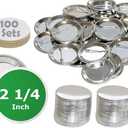 100 Pk - 2.25 inch Diameter Pin Buttons Sets for Badge Making Metal Parts 2 1/4" (56 mm)