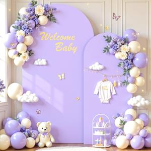 Lavender Photo Arch Backdrop Cover Set of 2-7.2 and 6ft Light Purple Arch Covers Stretchy Backdrop Baby Shower Girls Lilac Spandex Balloon Arch Stand Covers for Birthday Party Wedding Bridal Shower