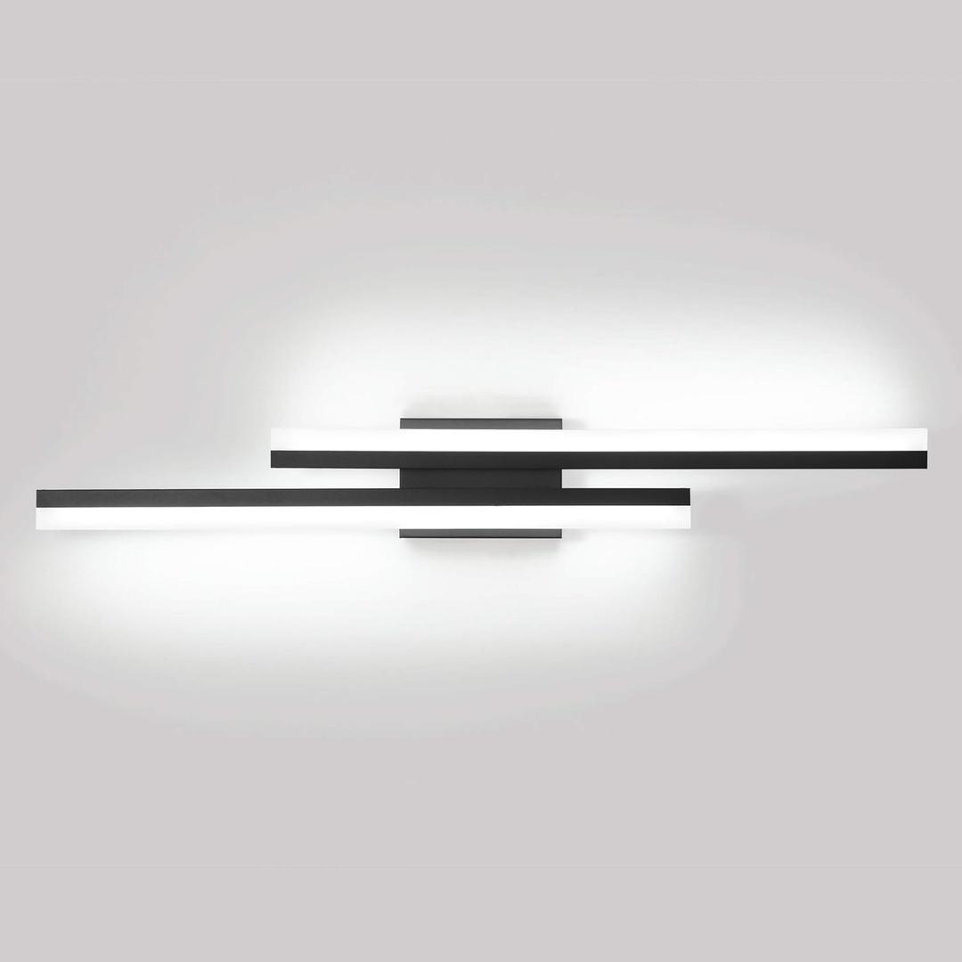 PRESDE Black Bathroom Light Fixtures Over Mirror 32inch LED Vanity Light for Bathroom Modern Bath Vanity Lighting Bar Dimmable (Black-Dimmable)