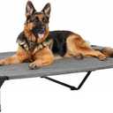 Veehoo Outdoor Elevated Dog Bed Large Sized Dogs, XL Cooling Raised Dog Cots Beds Training Platform Off Ground Hammock with Breathable Mesh, No-Slip Feet, 49"x33", Black Silver