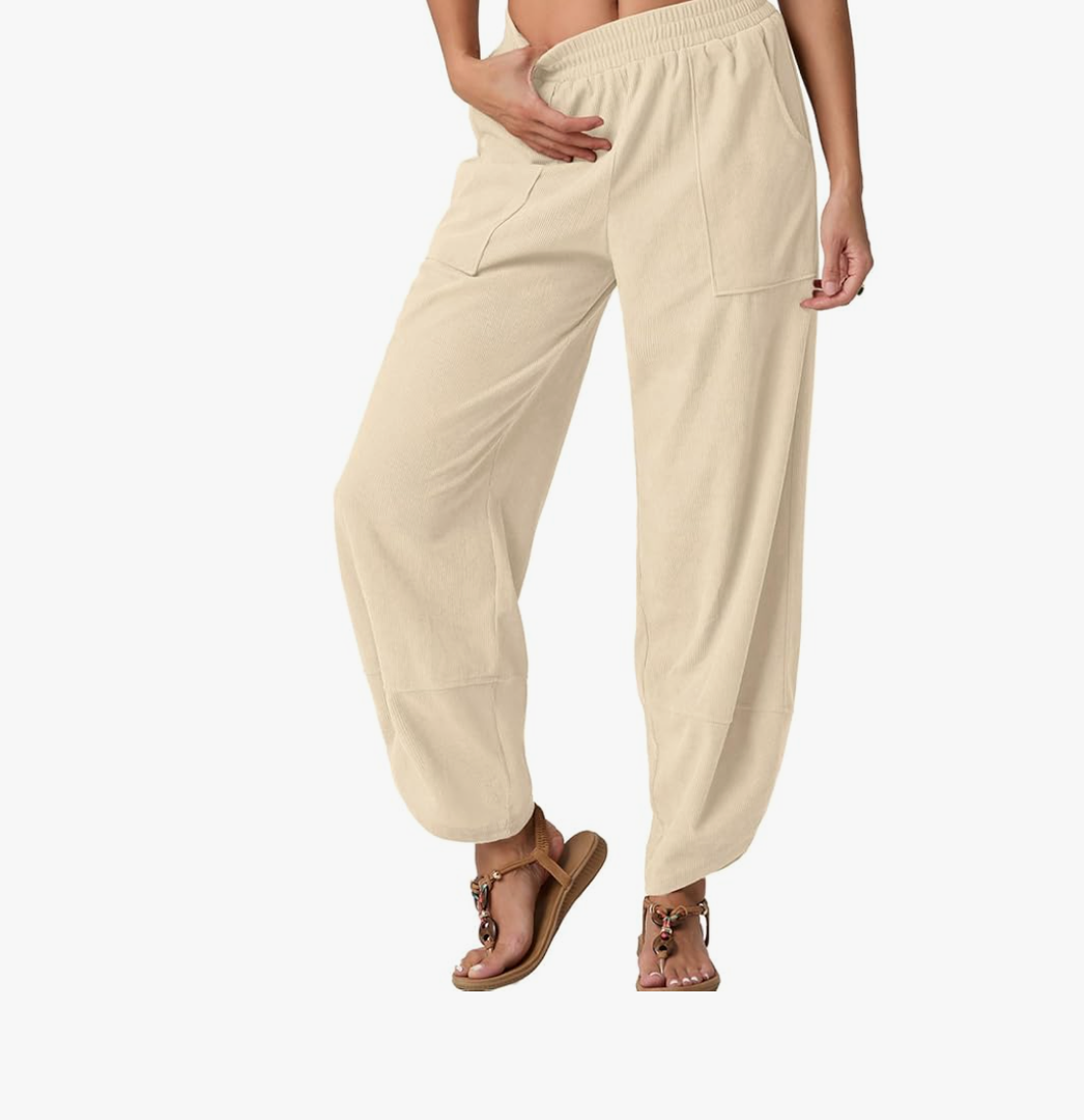 Womens Wide Leg Harem Pants Palazzo Boho Casual Loose Elastic Waist 2025 Travel Vacation Outfits with Pockets Size XL