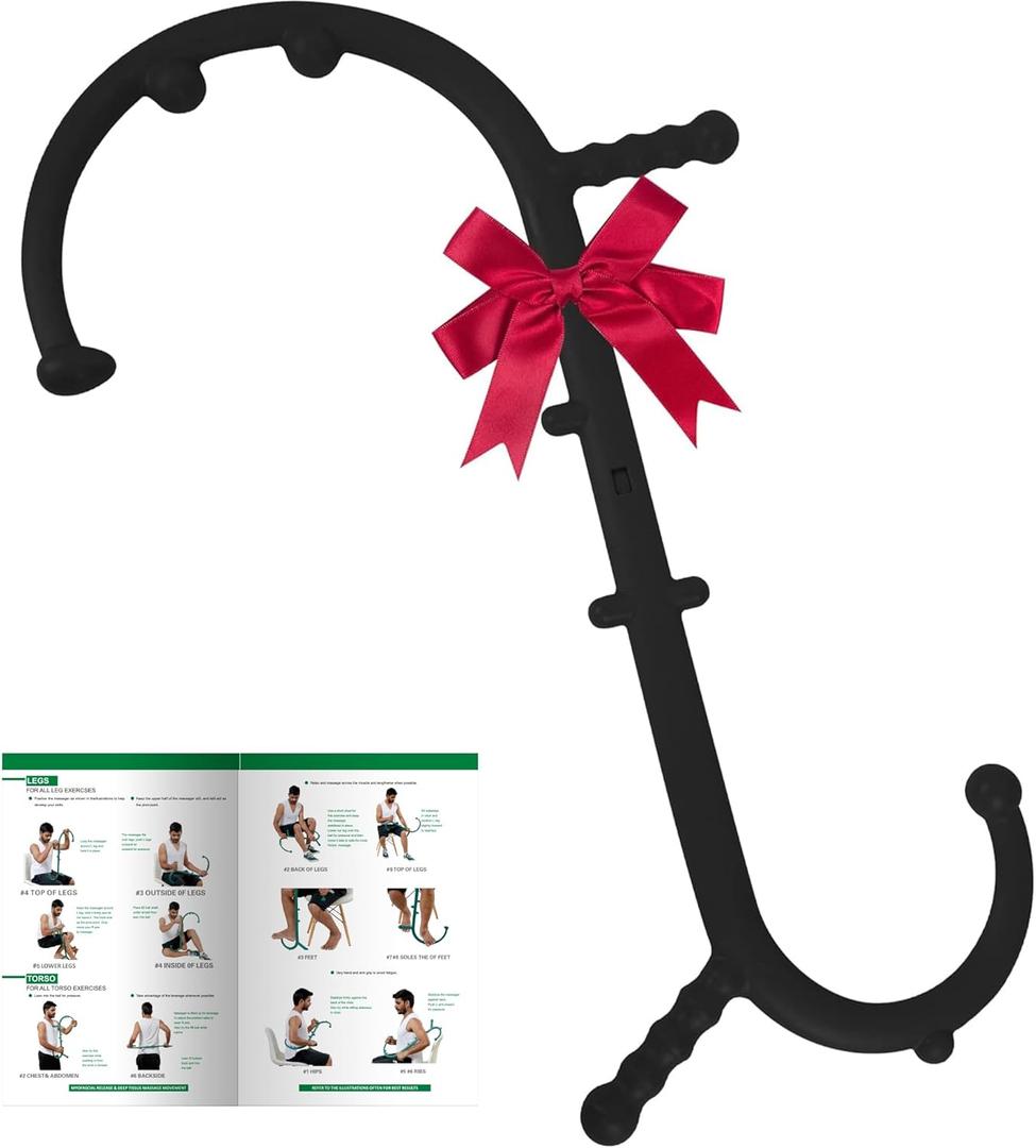 Shrdaepe Massage Trigger Point Cane, Muscle Release Tool Self Massage Hook Cane, Handheld Back, Neck, Shoulder, Leg and Feet Massager Rod, Body Deep Tissue Gifts for Men & Women, Black