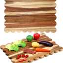 Scalloped Acacia Wood Cutting Board 17 x 12 Inch Acacia Wood Charcuterie Cutting Board for Kitchen Laser Engraving DIY Housewarming Cheese Meat Fruit Bread Chopping Blocks, 16.9"L x 12.2"W