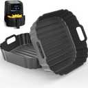 6.2-Inch Small Mini Square Silicone Air Fryer Liners 2 Pack for Chefman Mini, DASH, COSORI, COMFEE, Instant, DEIME for 2qt 2.1qt 2.6qt 3qt Reusable Basket Trays, Airfryer Accessories (Black)