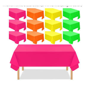Peryiter 12 Pack Assorted Neon Color Plastic Tablecloth Disposable Rectangle Tropical Colored Table Cover Neon Party Supplies Birthday Wedding Picnic Home Decoration(54 x 72 Inch, Bright Color)