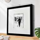 Yaetm 12x12 Square Picture Frame Matted to 5x7, Double Floating Ivory Mat, Black Photo Frame with Polished Tempered Glass for Wall Gallery, Home and Office, Wall Mounting, Single, Black