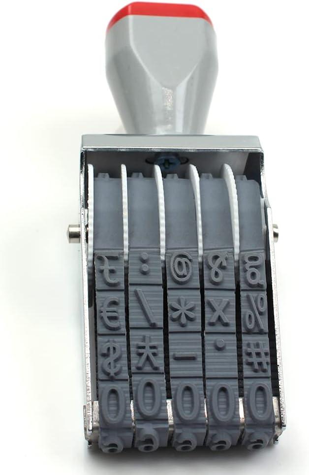 Number Stamps, 5 Digits Roller Stamp Personalized Number Stamps 0-9 Symbol Rolling Wheel Stamp Multi-Function DIY Scrapbooking Ink Stamps
