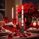 Honoson 6 Pcs Valentine Day Flameless Taper Candles 10.6 Inch Heart Shaped Candles Battery Operated LED Candlesticks for Valentine Wedding Anniversary Dinner Table Home Party Decor