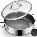 Inqibee 5 QT Hybrid Nonstick Saute Pan with Lid, Tri-Ply Stainless Steel Deep Frying Pan Cookware, PFOA & PFOS Free, Induction Compatible, All Cooktops, Oven & Dishwasher Safe