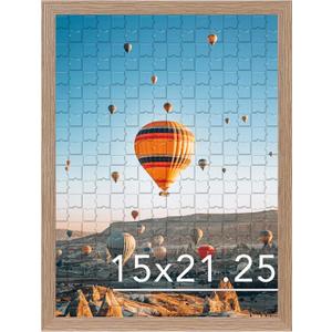 JCJMY 15x21.25 Puzzles Frame Rustic Brown, Wall Hanging 15 x 21.25 Picture Frame for 15 by 21.25 Poster Photo Canvas Picture Puzzles with Shatter Resistant Plexiglass, Rustic Brown