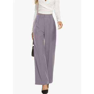 FUNYYZO Wide Leg Pants Women's High Elastic Waisted in The Back Business Work Trousers Long Straight Suit Pants Size L