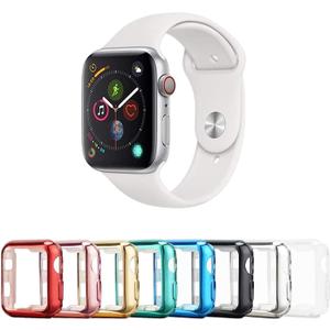 8 Pack 40mm Watch case with Built-in HD Clear Ultra-Thin TPU Screen Protector Cover Compatible with Apple Watch Series 4/5/6/SE (Clear+Black+Gold+Rose Gold+Red+Blue+Green+Silver)