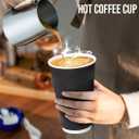 BYSNOW 100 Pack 16 oz Coffee Cups with Lids, Disposable Insulated Hot Cups To Go Paper Coffee Cups, Corrugated Ripple Wall Cup for Hot Drink, Office, Coffee Bar (Black 16 oz)