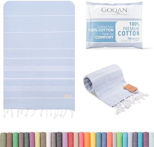 GOQAN Turkish Beach Towel Oversized 39x71 | Thin, Lightweight, 100% Cotton and Sand Free Towel is Suitable for Beach, Bathroom, Pool, Travel & Swim | Odor Free Thxto Quick Dry Property - Purple