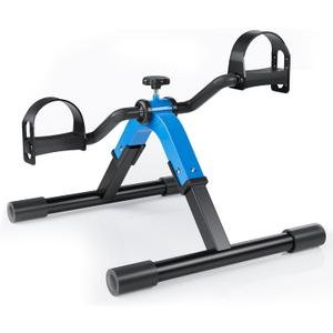Folding Pedal Exerciser Mini Exercise Bike Under Desk Bike for Arms and Legs Workout, Portable Desk Bike Peddler Machine for Sedentary Officer & Seniors (Blue)