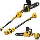 IMOUMLIVE 2-IN-1 Cordless Pole Saw & Chainsaw, 8'' Cutting Brushless Electric Rotatable Saw, Oiling System, 8.3 LB Lightweight, 21V 3.0Ah Battery, 16.6-Foot Max Reach for Tree Trimming, Yellow