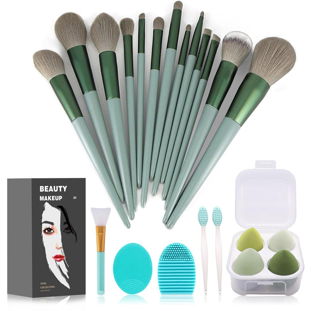 Koccido Makeup Brushes 22 Pcs Makeup Kit,Foundation Brush Eyeshadow Brush Make up Brushes Set (Green, 22 Piece Set Large)