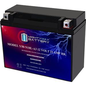 Mighty Max Battery Y50-N18L-A3-12 Volt 21 AH, 350 CCA, Rechargeable Maintenance Free SLA AGM Motorcycle Battery