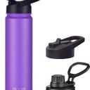 mininoo 24 oz Insulated Water Bottle with Straw Lid, Stainless Steel Double Wall Vacuum, Leak Proof, BPA Free, Keep Cold for 24H & Hot for 12H(Purple)