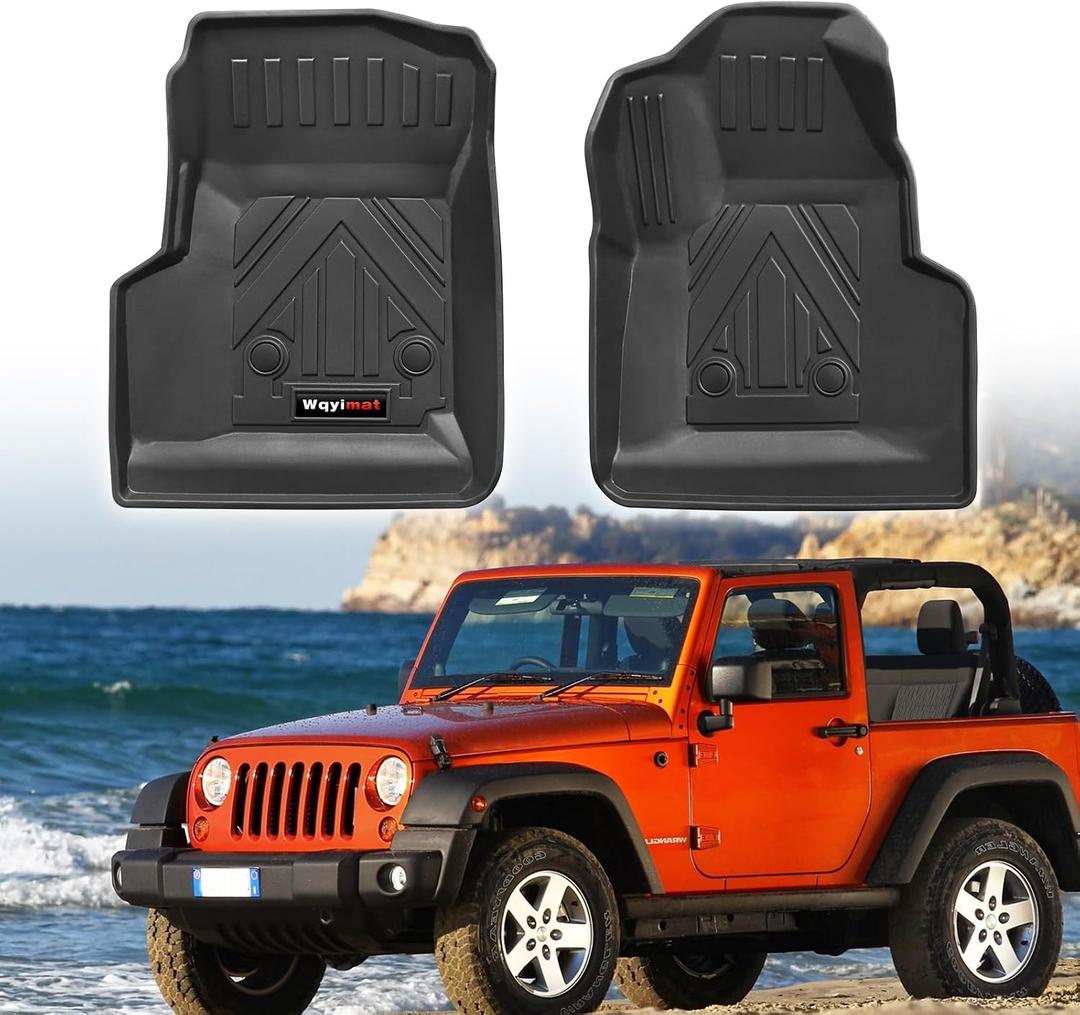 Custom for 1997-2006 Jeep Wrangler TJ/LJ Accessories Front Floor Mats Liner 2 Pcs All Weather TPE (for1997-2006 Jeep Wrangler TJ/LJ Front Floor Mat 2 Pcs)