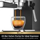 CHULUX Slim Espresso Machine with Milk Frother, 20 Bar Professional Italian Pump Espresso Coffee Machine for Home Cappuccino & Latte Maker, Stainless Steel, Black