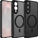 ivoler Magnetic Case for Samsung Galaxy S25 Edge 5G 6.7 [Compatible with Magsafe] [Military Grade Protection] Magnetic Charger Case for S25 Edge, Frosted Translucent Back Phone Cover- Matte Black