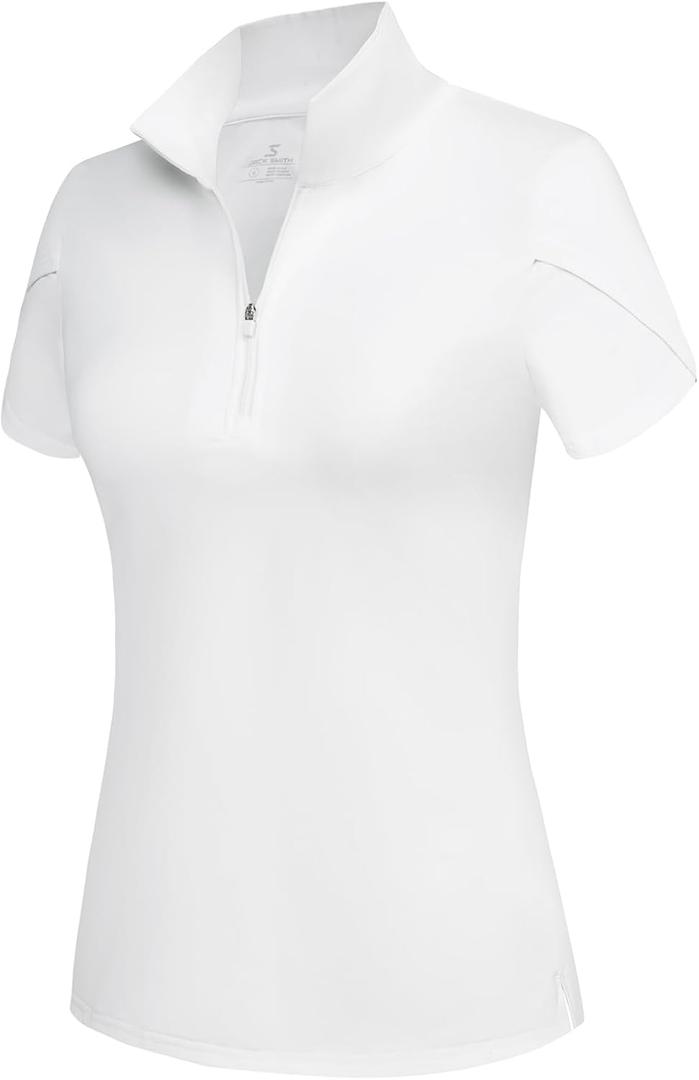 JACK SMITH Women's Golf Shirts Short Sleeve UPF50 Workout Tops for Women Moisture Wicking Dry fit Polo Shirt (XX-Large, White)