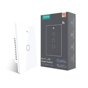 MoesGo 2nd Generation WiFi RF433 Smart Touch Wall Single Fire Smart SwitchNo Neutral Wire Needed,Compatible with Smart Life/Tuya App, Works with Alexa and Google Home Single Pole 110V White 1 Gang