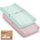 2-Pack Organic Changing Pad Covers for Girl, Boy, Neutral - 100% Cotton Changing Table Pad Cover, Soft Baby Nursery Diaper Changing Pad Sheets, Contour Changing Pads Liners, Change Pad Cover (Pastel)