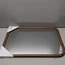 Wooden Mirror with Curved Edges, Brown-A Single Piece of Mirror Encased with Wooden Frame Comes with A Rectangular Frame 18X24"