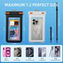 IPX8 Floating Waterproof Dry Bag 2-Pack ,7.2 Inch Waterproof Phone Pouch for iPhone 16/15/14 Pro Max Galaxy S24/S23 Adjustable Lanyard + wrist strap Beach Swimming Travel Essentials (black+white+ Orange)