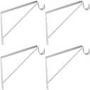 4 Pcs Shelf and Rod Brackets, Wall Mounted Shelf Supports White,SRB300