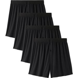 BAMBOO COOL Mens Underwear Boxers Moisture-wicking and Cool Men's Boxer Shorts Loose Fit Super Soft 4 Pack (Black, M)
