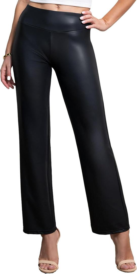 Conceited Luxe Leggings Velvet or Vegan Leather (Large, Black)