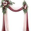 Floroom Arch Flowers with Drapes Kit (Pack of 4) - 2pcs Artificial Burgundy & Blush Floral Swag Arrangement with 2pcs Draping Fabric for Wedding Ceremony Arbor and Reception Backdrop Decoration