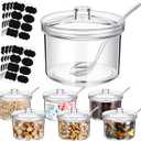 Tioncy 12 Pcs Sugar Bowls with Lid and Spoon Ice Cream Hot Cocoa Chocolate Bar Supplies Acrylic Sugar Jars Candy Dispenser with Tag for Condiment Jars Seasoning Kitchen (13.5 oz,Clear)
