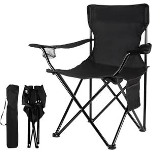 Damei century Folding Camping Chairs- Lightweight, Portable Chair for Beach, Lawn, Outdoor Sports (Black)