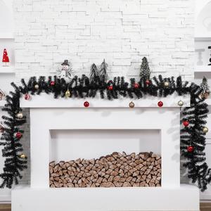 Jutom 13.2 ft Valentine's Garlands with 16.4 ft LED Lights Artificial Garland Romantic Pine Valentine Garland Decoration for Stairs Fireplace Mantel Front Door Porch Holiday Party(Black)