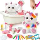 G.C Paint-Wash-Recolor Unicorn Stuffed Plush Doodle Toys for Girls Gift, Pretend Play Bathtub & Washable Blow Airbrush Painting Craft Kit, Unicorn Birthday Gift for Kid Girl 3 4 5 6 7 8 9+ Years Old