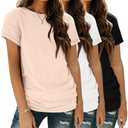 Womens 3 Pack T Shirts Basic Short Sleeve Tees Crewneck Fashion Tops Loose L