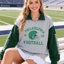 FASHGL Football Sweatshirts Women Game Day Sweatshirt Quarter Zip Pullover (Gray, L)