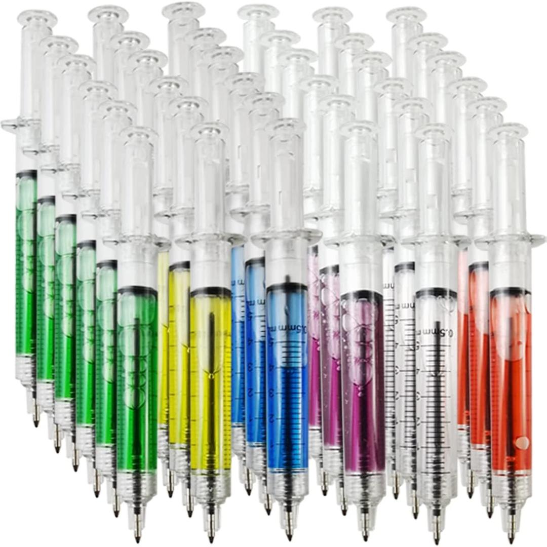 TIHOOD 36PCS Syringe Pens Retractable Fun Multi Color Novelty Pen for Nurses, Nursing Student School Supplies, Birthdays, Stocking Stuffers and Party Favor Gifts