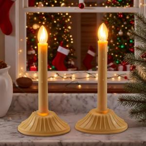 Abeja 2 Pack Electric Window Candles, 1 Light Christmas Candle Lights with 4 C7 Clear Bulbs(2 Spare), 9.5'' Plug in Christmas Candle Lights for Home Windows Table Weddings Party Decorations