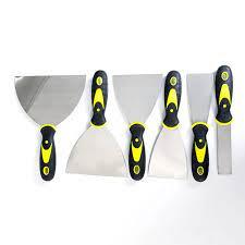 KEZERS Drywall Hand Tool Kit, 7 Pieces 3" 4" 5" 6" 8" 12" Stainless Steel Drywall Knife with Metal Hammer End, includes Putty Knife, Taping Knife, and 12" Mud Pan with Ergonomic Grip for Drywall Work