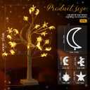Moucuny Ramadan Lighted Star Moon Birch Tree with LED Lights USB Battery Powered Artificial Tree for Decoration Indoor for Eid Decorations Home Ramadan Parties, 2 Ft, 24 LED