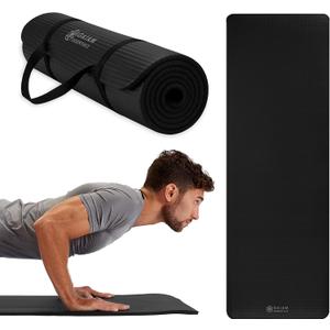 Gaiam Essentials Thick Yoga Mat Fitness & Exercise Mat with Easy-Cinch Carrier Strap,72"L X 24"W X 2/5 Thick, 10mm